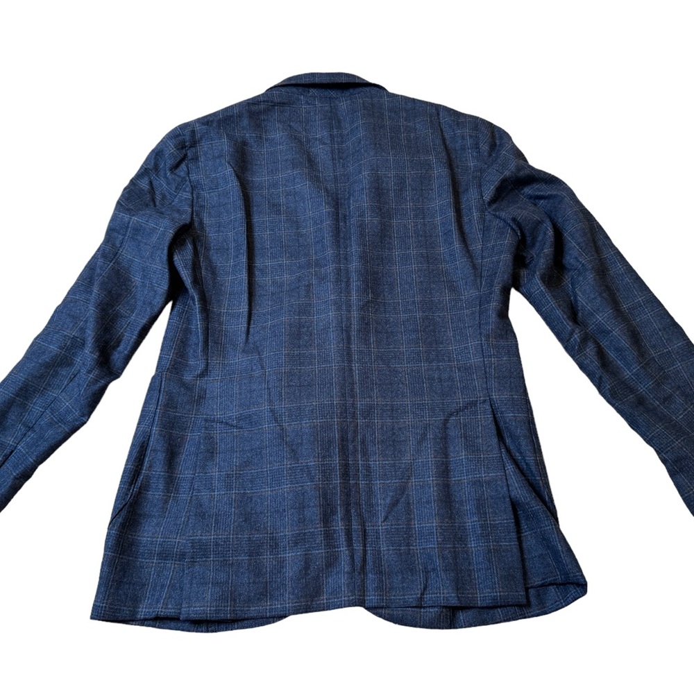LBM 1911 Luigi Bianchi Mantova Blue Plaid Patch Pockets Men’s Sport Coat 38R - Picture 6 of 8